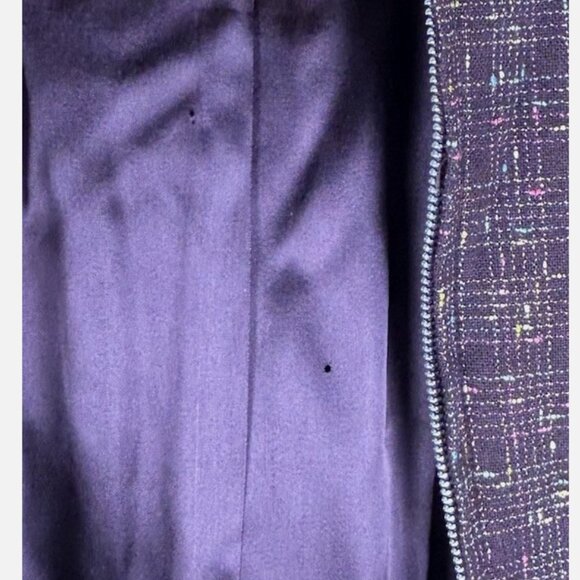 Vtg Esprit Jacket Pants Suit Set Womens L 11/12 Rayon Wool Textured Plaid Y2K - Picture 8 of 10